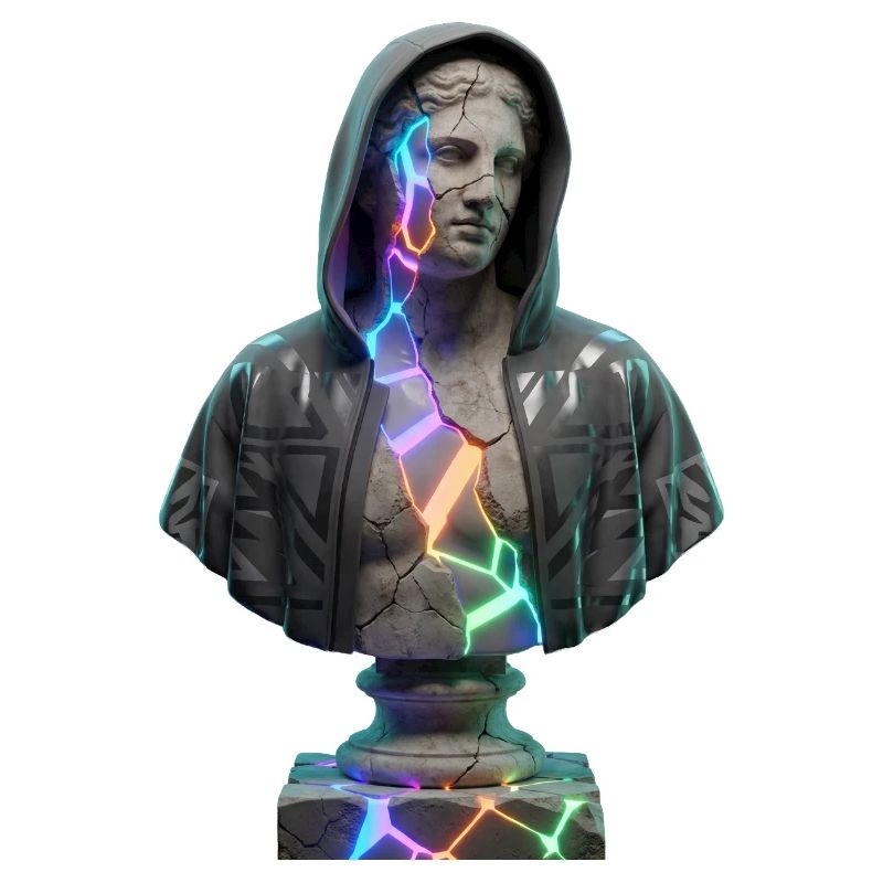 Neon Cracks Pullover Hoodie Statue