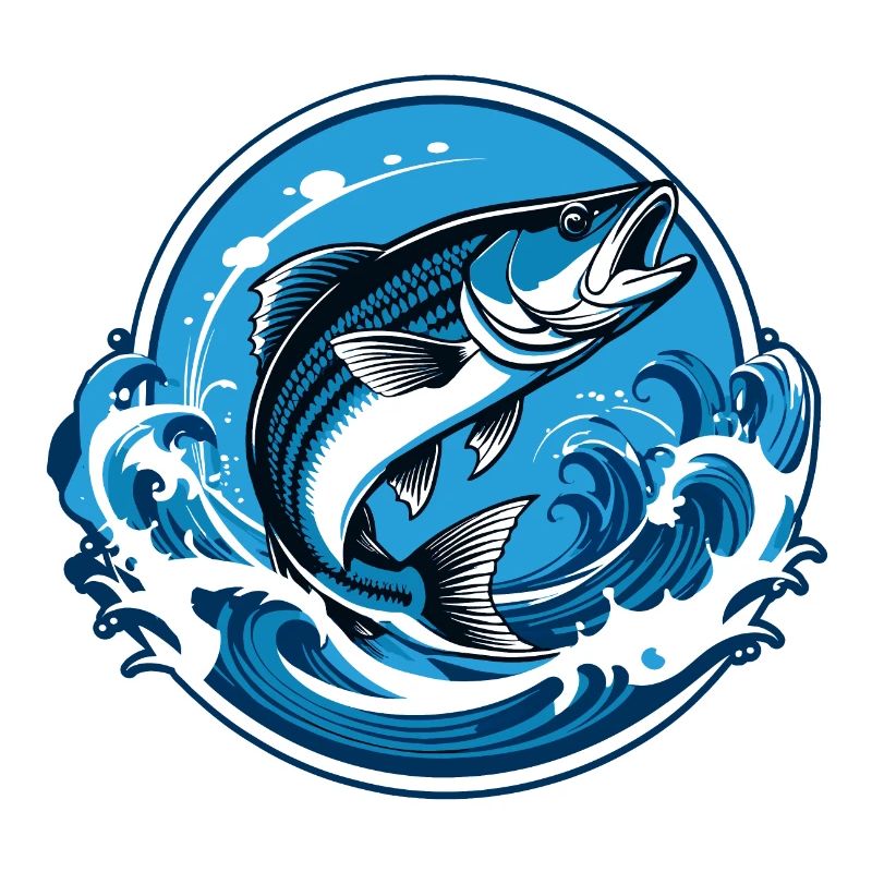 Fisch im Wasser mit Wellenumrandung