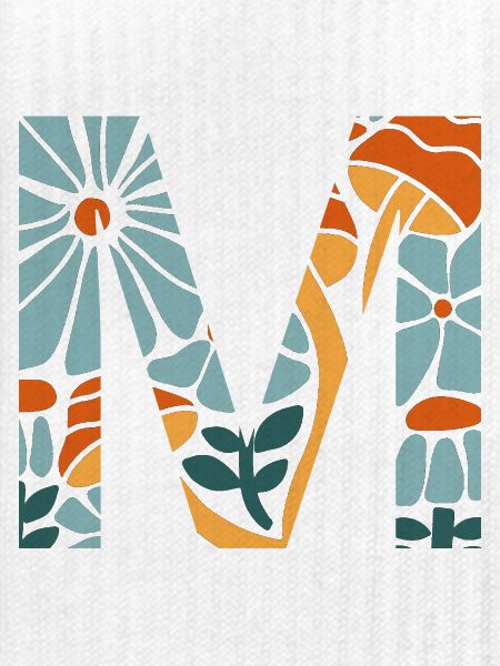 Buchstabe m Blumen groovy Geschenkidee