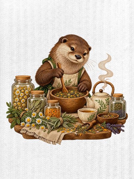 Otter mischt Kräutertee