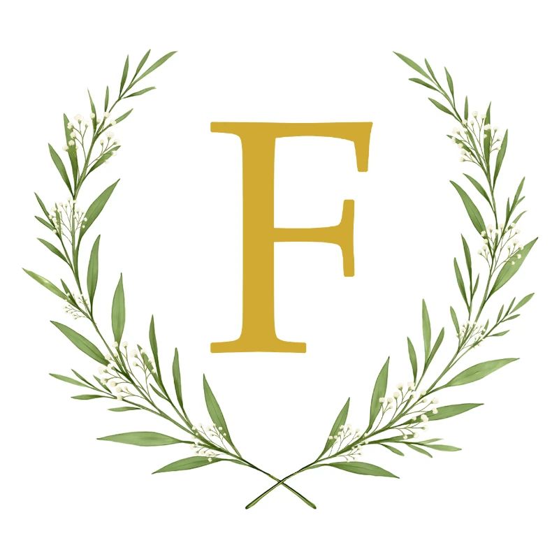 F Monogram, Eucalyptus Wreath, Personalizable