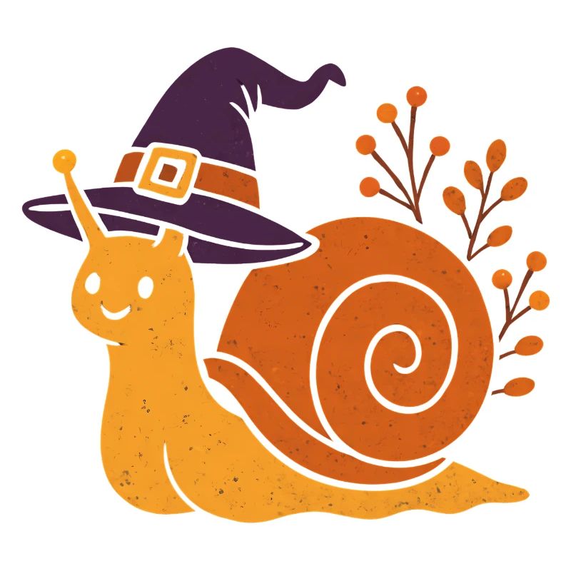Escargot mignon avec chapeau de sorcière