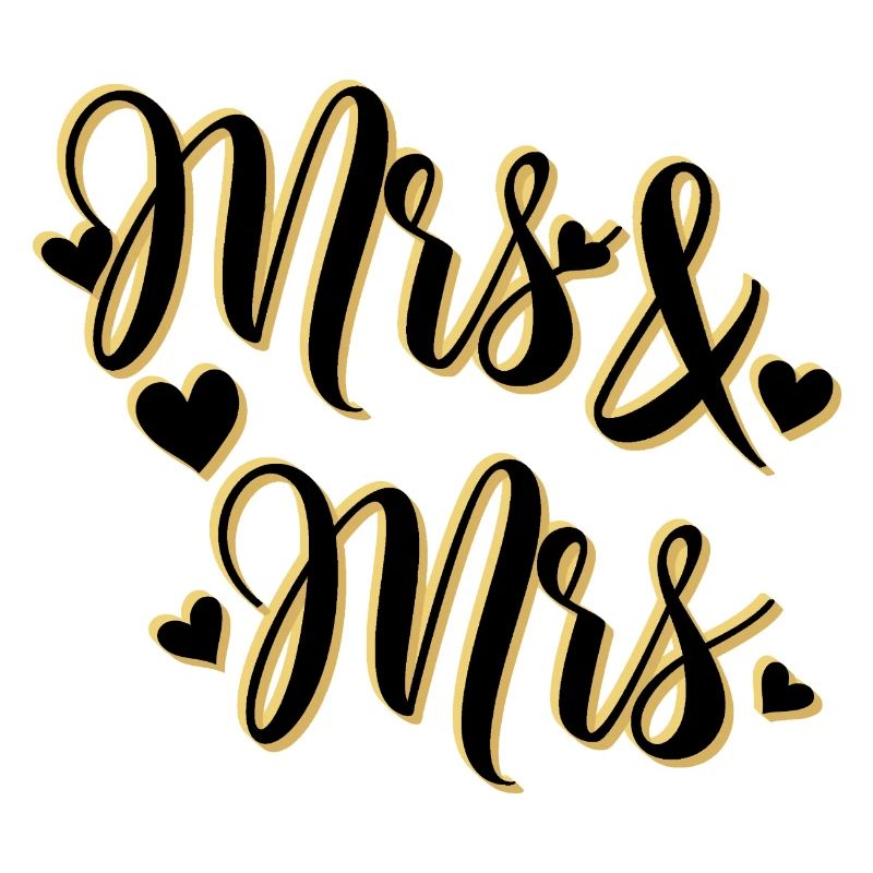 Mrs. and Mrs. in gold script