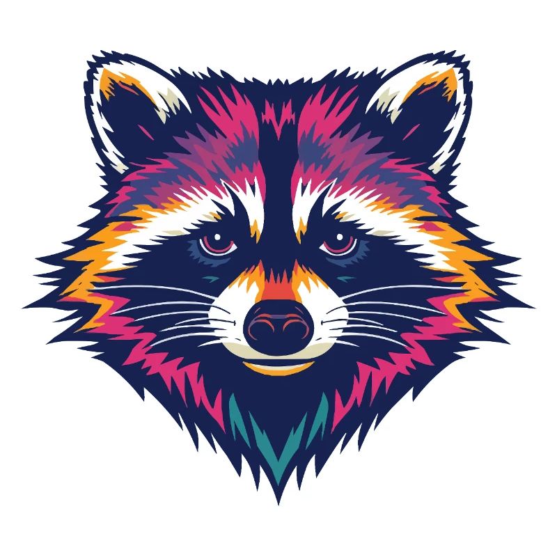 Farbexplosion Waschbär Kopf