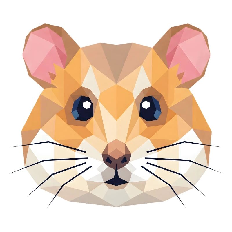 Cute Geometric Hamster Low Poly Art