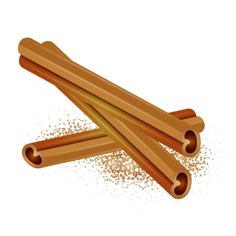 Three nice cinnamon sticks with cinnamon powder