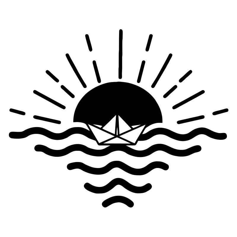 Coucher de soleil sur un bateau en papier