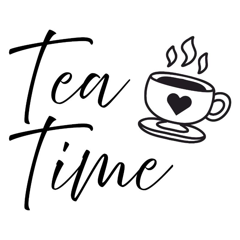 Tea Time Script Quote Cute Coffee Cup Design
