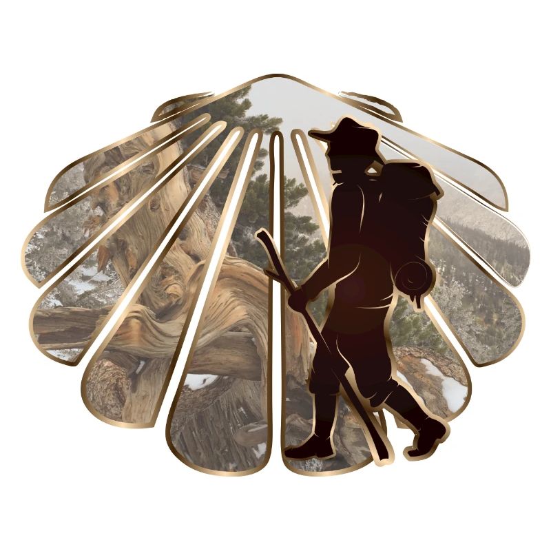 A pilgrim or hiker on a pilgrimage route