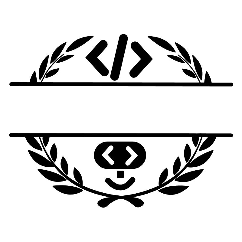 Code logo et code smiley dans une couronne de laurier