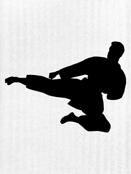 Karate oder Taekwondo sprangen seitwärts