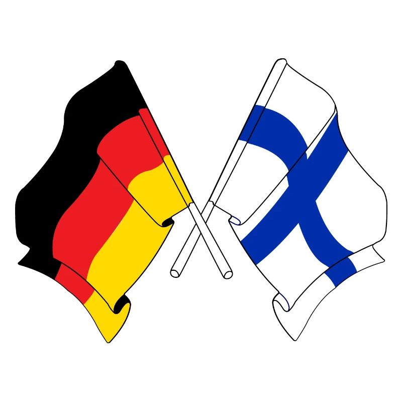 Deux drapeaux croisés de l’Allemagne, drapeau de la Finlande