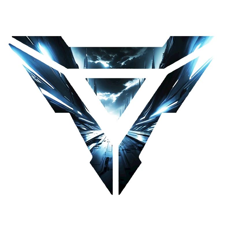 Futuristic Cyber Realm Triangular Design