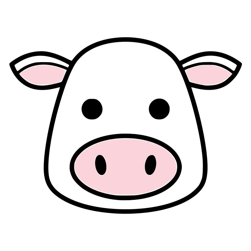 Süßer Kuh Kopf Gesicht Comic Vektor
