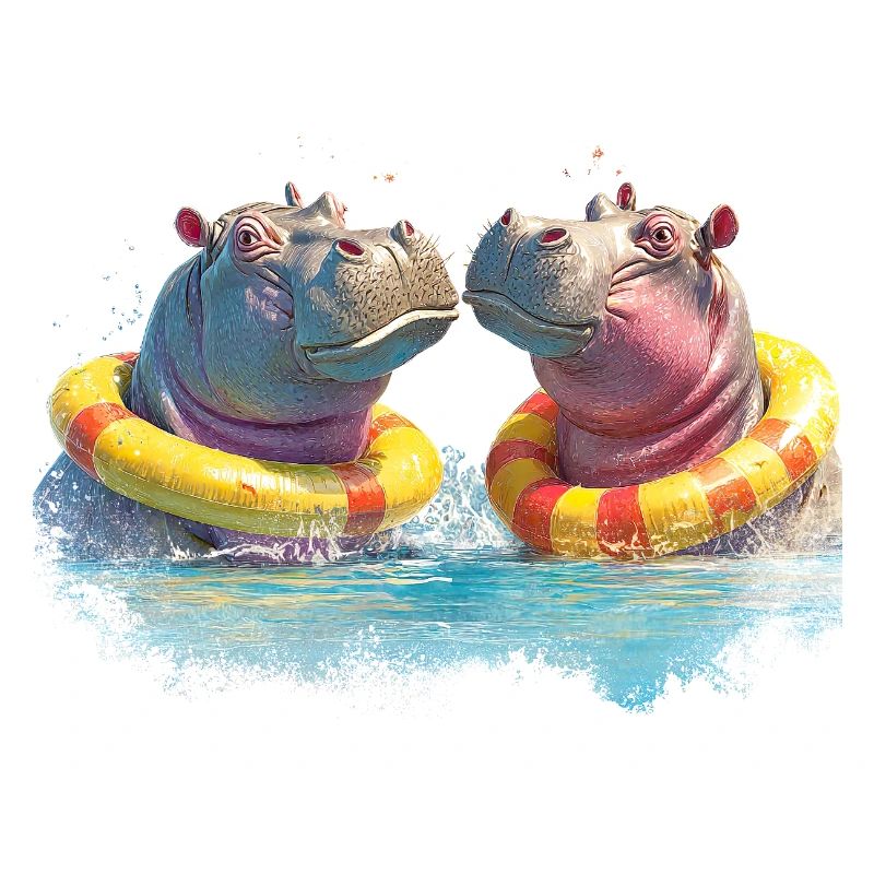 Double Hippo Bathing Fun