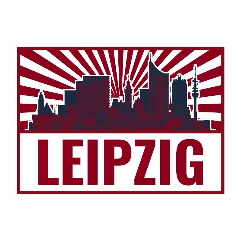 Leipzig Skyline Retro Red