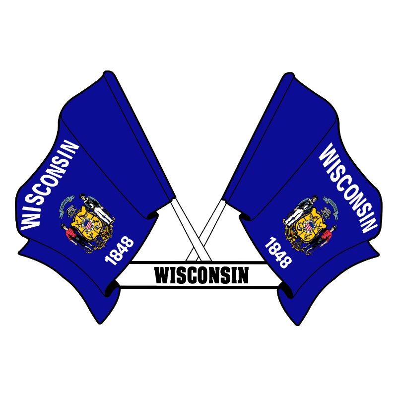 Two flags text WISCONSIN