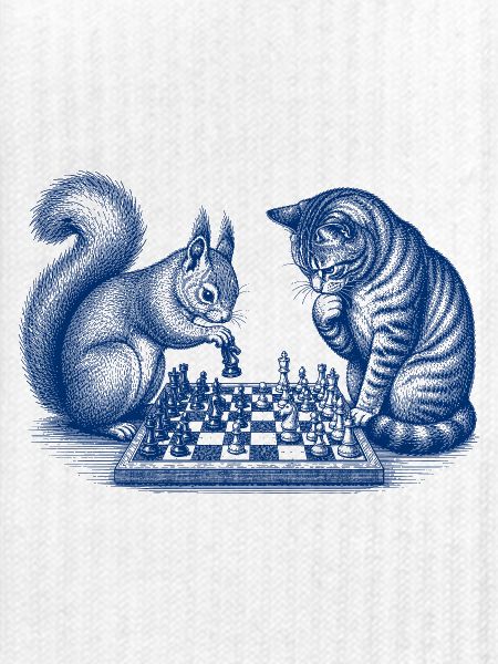 Eichhörnchen Katze Schach