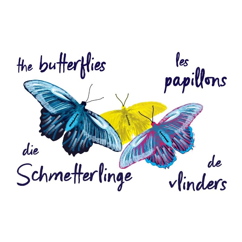 Bunte Schmetterlinge, 4 Sprachen