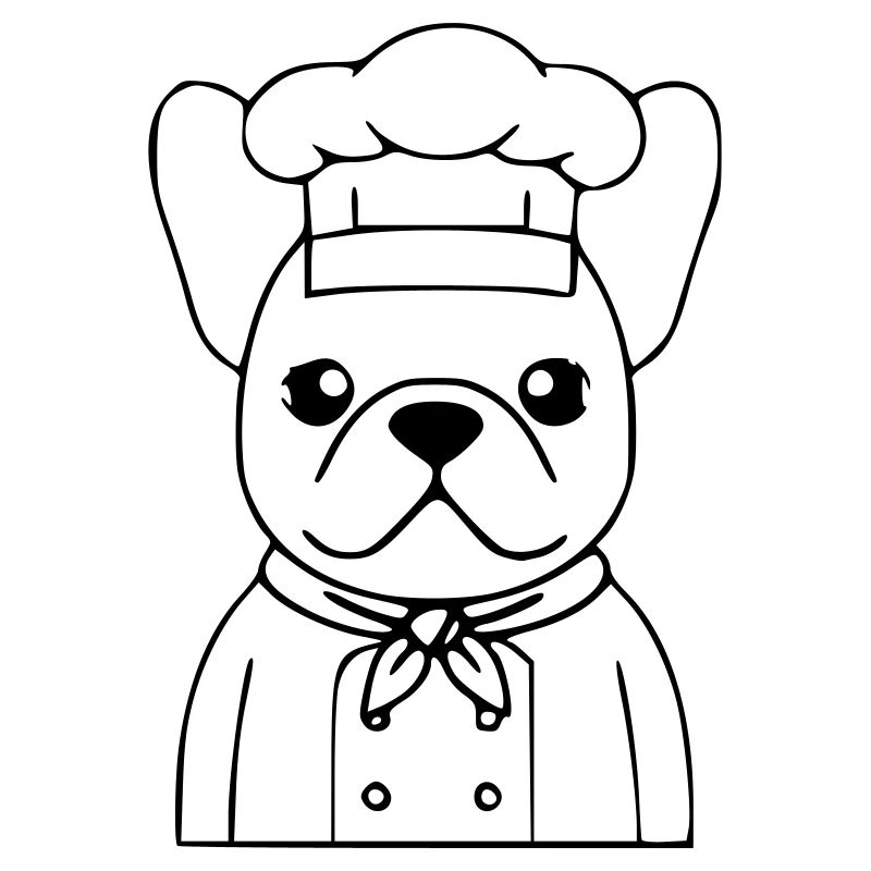 Frenchie Chef Baker Outline