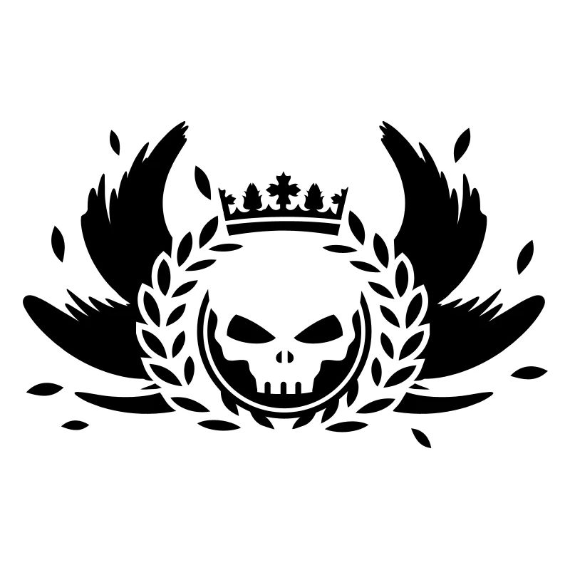Skull with crown, wings and laurel wreath