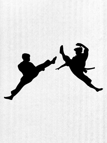Zwei fliegende Karate-Kick oder Teakwondo-Kick