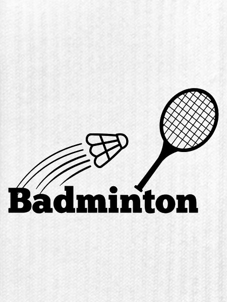 Badmintontext mit Shuttle und Schläger