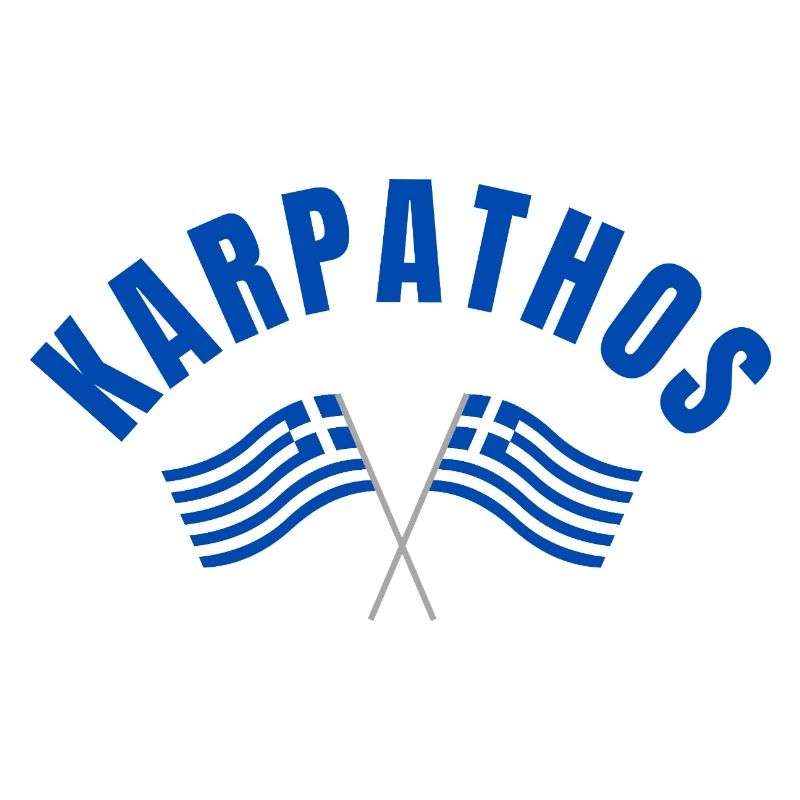 Karpathos avec drapeaux grecs croisés