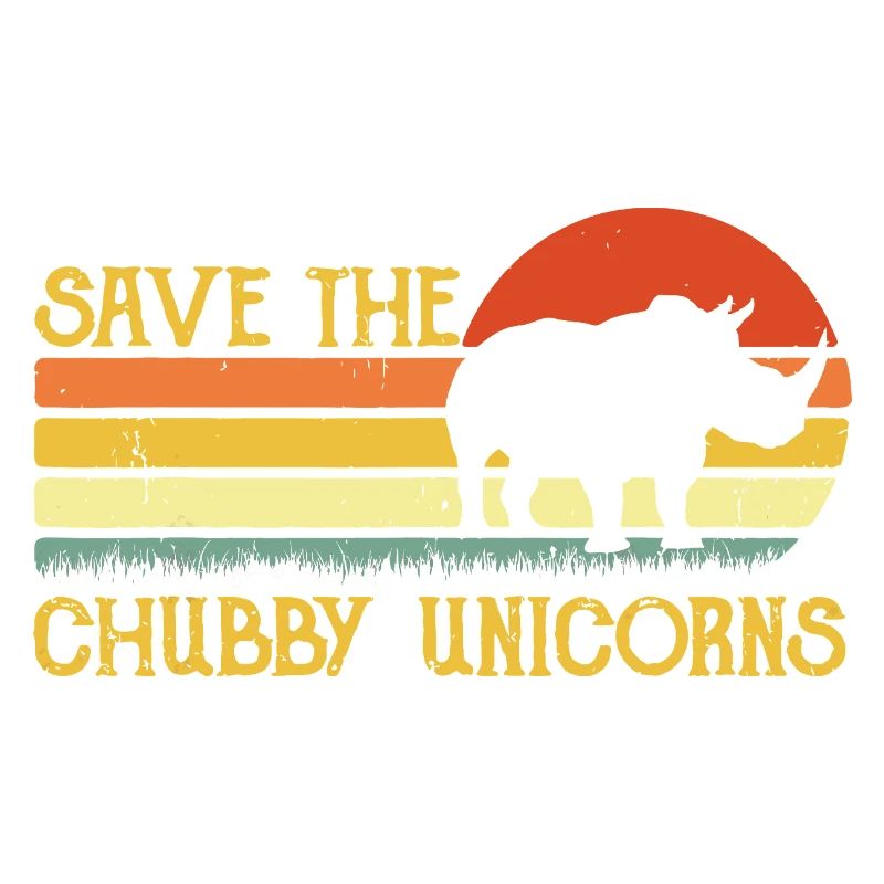 Save the Chubby Unicorns Retro Sunset