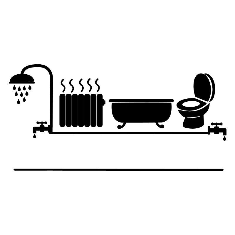 Douche sanitaire, chauffage, baignoire et WC WC