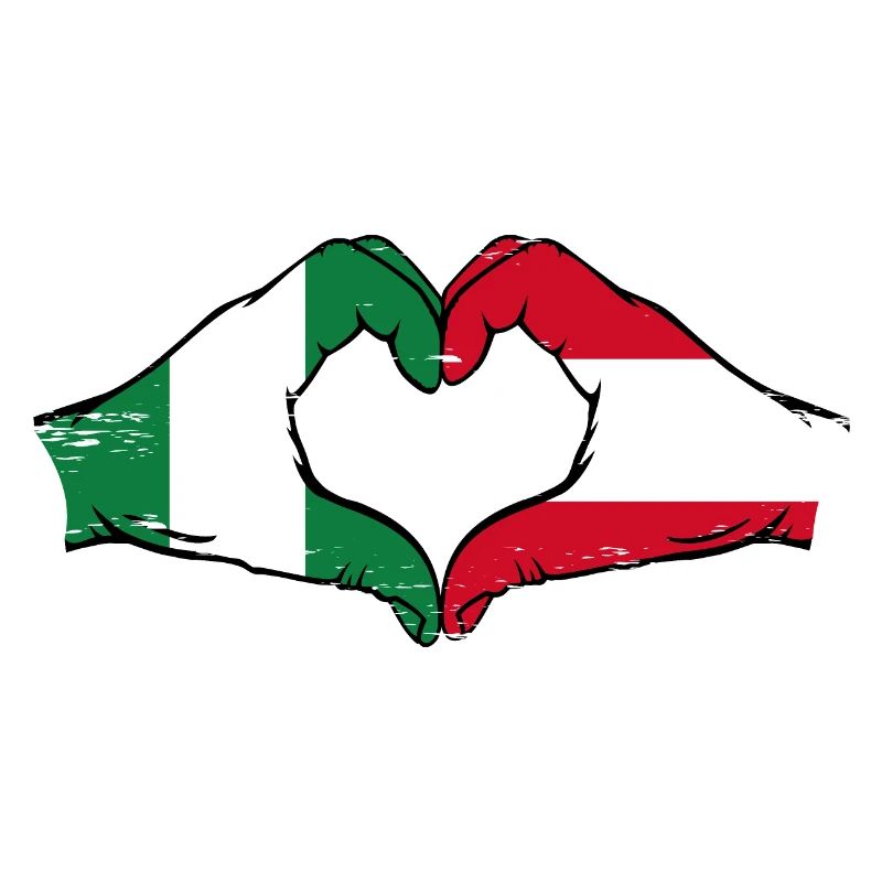 Nigeria Autriche Drapeau Mains Coeur Forme Utilisé