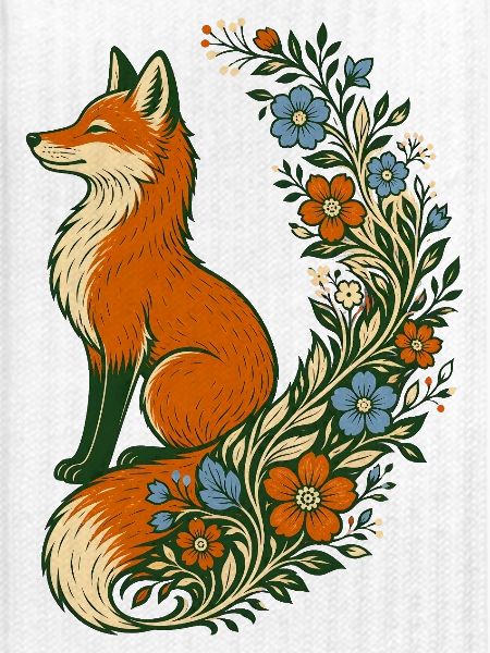 Volkskunst: Fuchs-Wildblumenschwanz