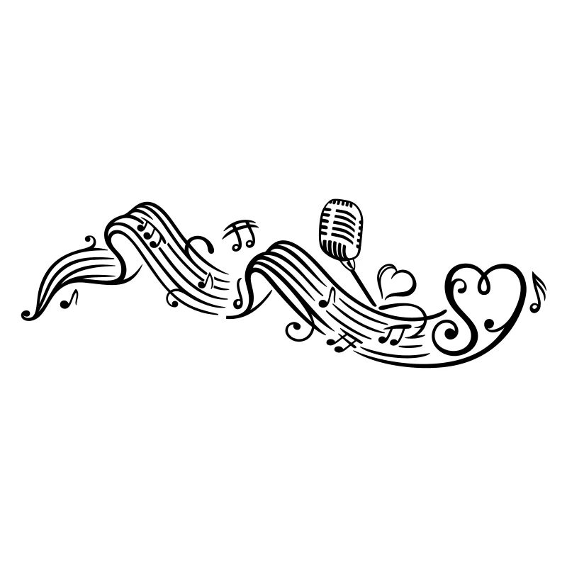 Notenblatt mit microphon, music, notes, clef