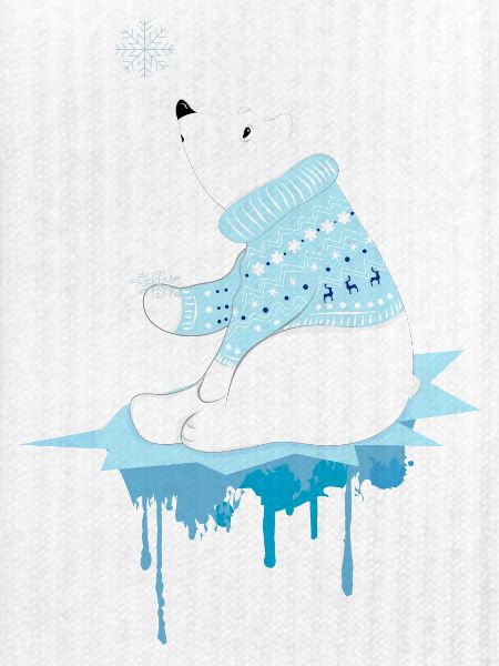 Eisbär mit Schneeflocken