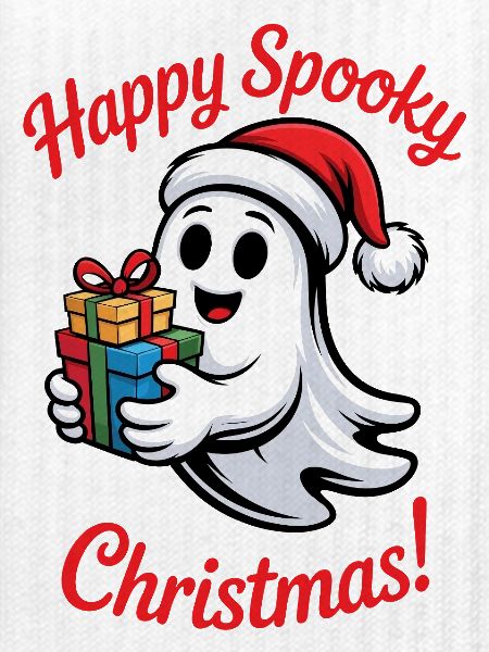 Spukiger Weihnachtsgeist mit Geschenk