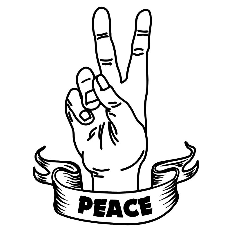Hand gesture peace and text banner