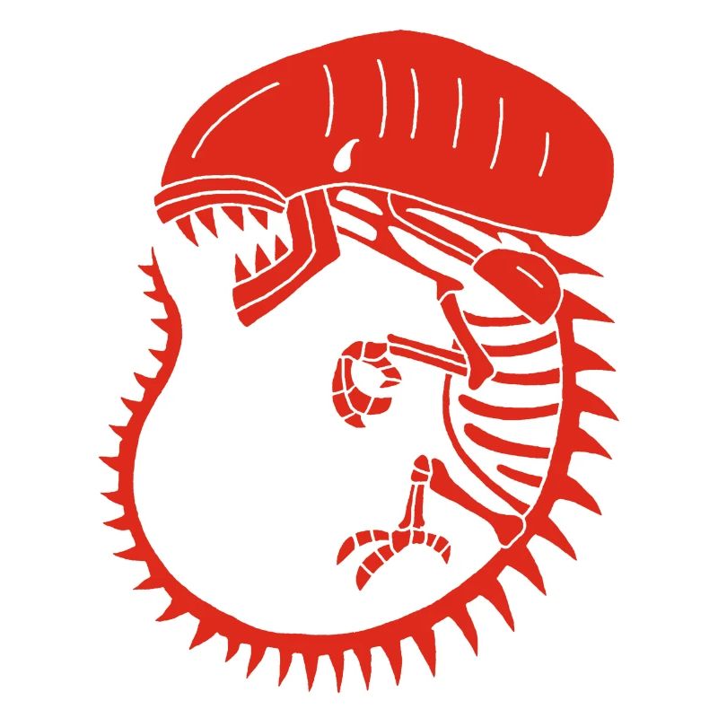 Red alien monster skeleton