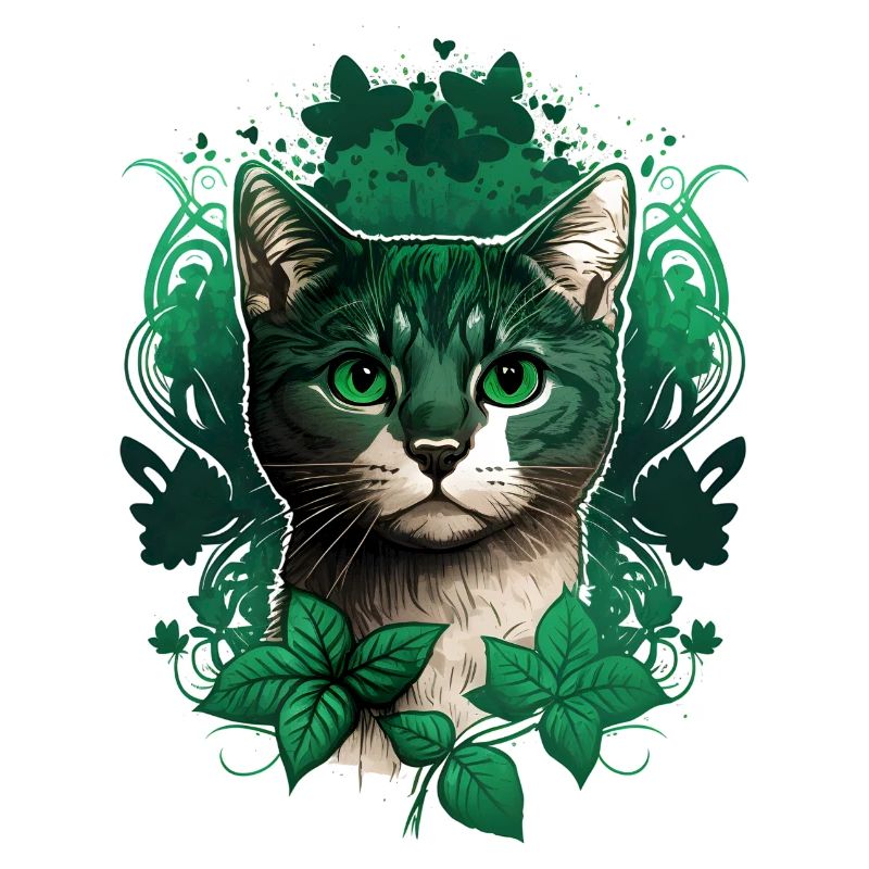 Katze mit Efeu Rahmen