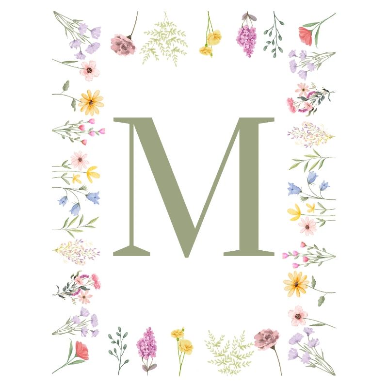 Initiale M Blumen Monogramm