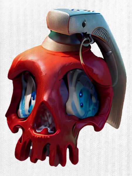 Roter Schädel mit VR-Headset