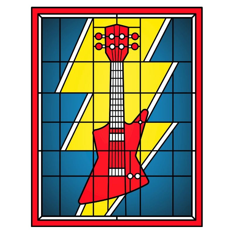 Guitare en vitrail avec éclair