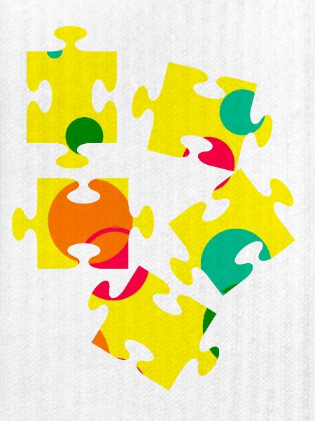 Bunte Puzzleteil Collage