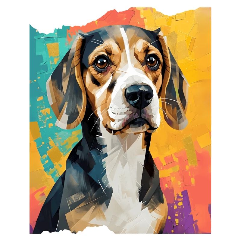 Geometrischer Beagle im Farbausbruch