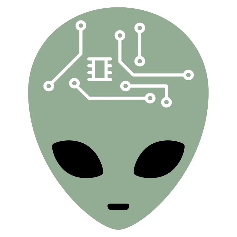 Alien Head with Circuits (three colours)