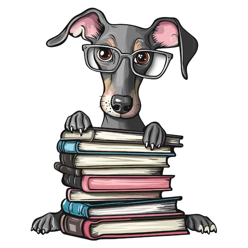 Süßes Windhund-Lesebuch mit Brille