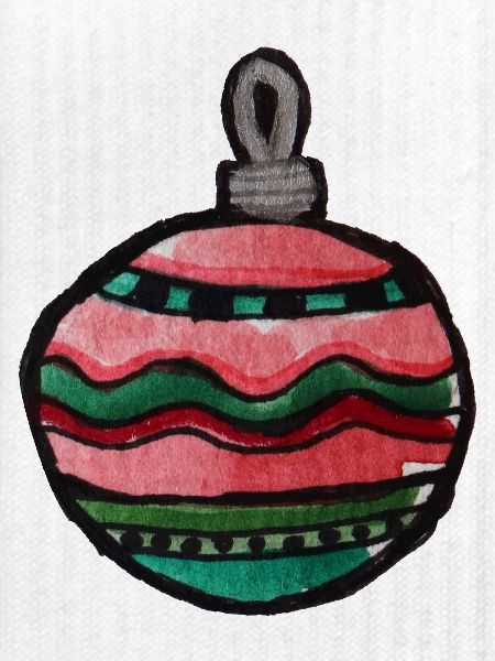 Bunte, gestreifte Weihnachtskugel