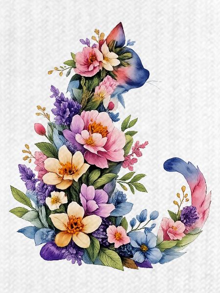 Katze Aquarell Blumen