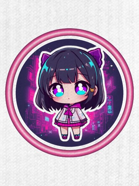 Neon-Chibi in Cyberstadt