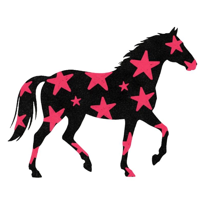 Horse with Star Pattern – Pink and Black