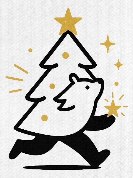 Weihnachtswolf und Sternenbaum